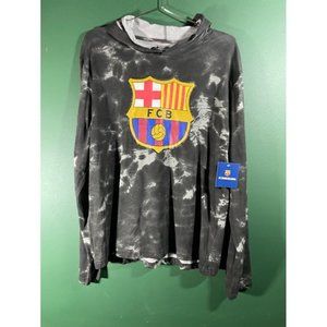 FC Barcelona Men's Black/Grey Tye Dye Light Weight Hoodie - Size XL *New with Ta